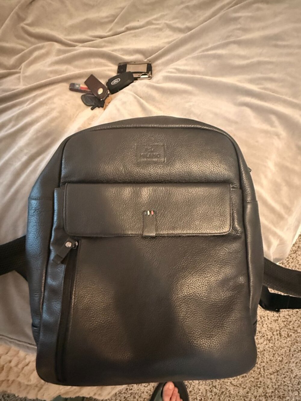 Milano Black Leather Backpack